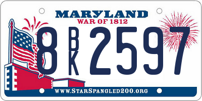 MD license plate 8BK2597