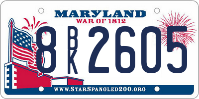 MD license plate 8BK2605