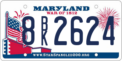 MD license plate 8BK2624