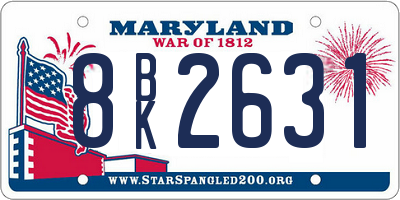 MD license plate 8BK2631