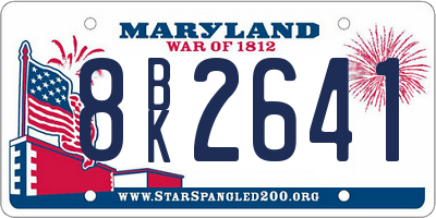 MD license plate 8BK2641