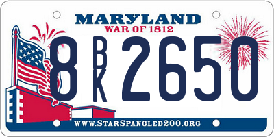 MD license plate 8BK2650