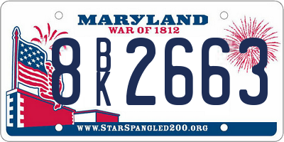 MD license plate 8BK2663