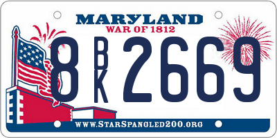 MD license plate 8BK2669