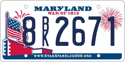 MD license plate 8BK2671