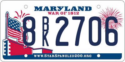 MD license plate 8BK2706
