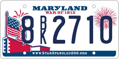 MD license plate 8BK2710