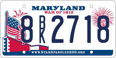 MD license plate 8BK2718