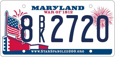 MD license plate 8BK2720