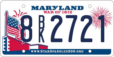 MD license plate 8BK2721