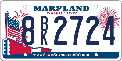 MD license plate 8BK2724