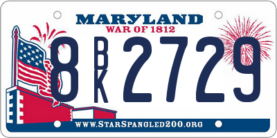 MD license plate 8BK2729