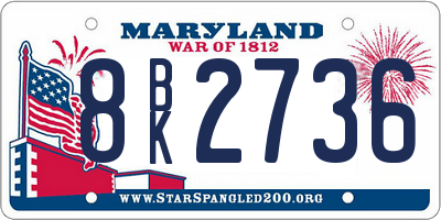 MD license plate 8BK2736