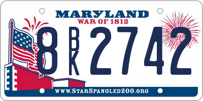 MD license plate 8BK2742