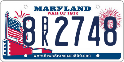 MD license plate 8BK2748