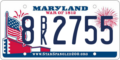MD license plate 8BK2755