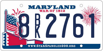 MD license plate 8BK2761