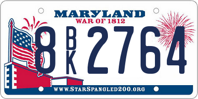 MD license plate 8BK2764