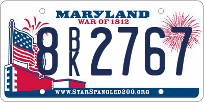 MD license plate 8BK2767