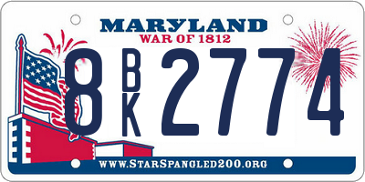 MD license plate 8BK2774