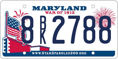 MD license plate 8BK2788