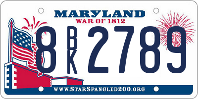 MD license plate 8BK2789
