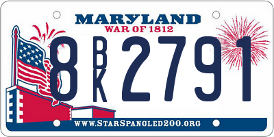 MD license plate 8BK2791