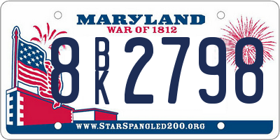 MD license plate 8BK2798