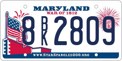 MD license plate 8BK2809