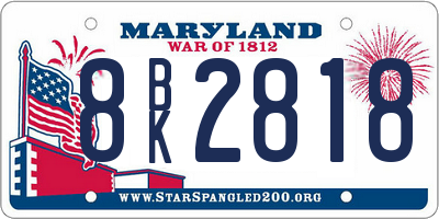 MD license plate 8BK2818