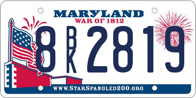 MD license plate 8BK2819