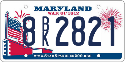 MD license plate 8BK2821