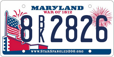 MD license plate 8BK2826