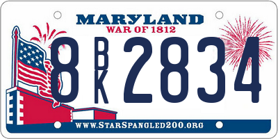 MD license plate 8BK2834
