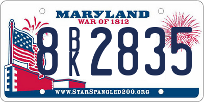 MD license plate 8BK2835