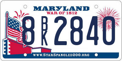 MD license plate 8BK2840