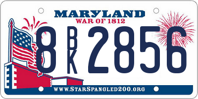 MD license plate 8BK2856