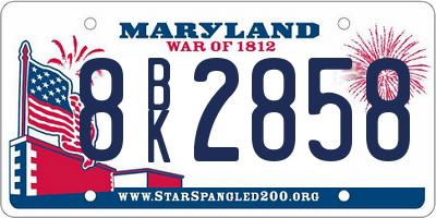 MD license plate 8BK2858