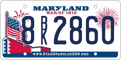 MD license plate 8BK2860
