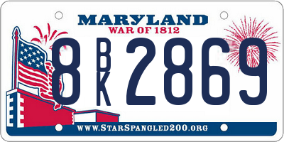 MD license plate 8BK2869