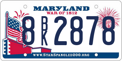 MD license plate 8BK2878