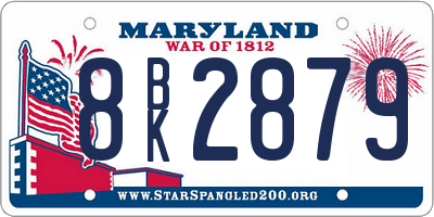 MD license plate 8BK2879