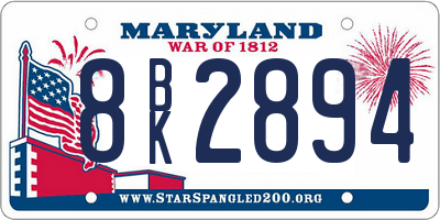 MD license plate 8BK2894