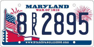 MD license plate 8BK2895