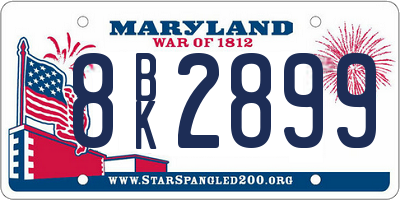 MD license plate 8BK2899