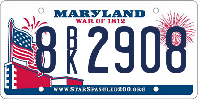 MD license plate 8BK2908