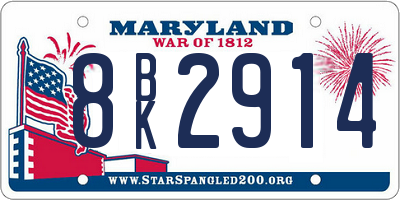 MD license plate 8BK2914