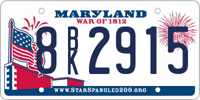 MD license plate 8BK2915