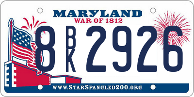 MD license plate 8BK2926