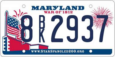 MD license plate 8BK2937